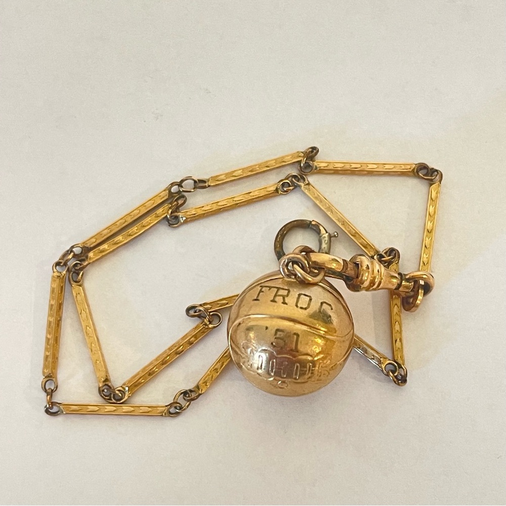 Vintage Basketball Charm Gold Filled & Chain FROC 1951? 9.22 Grams